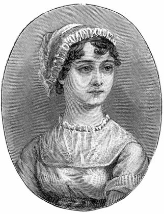 Jane Austen (1775-1817) English novelist remembered for her six great novels Sense and Sensibility, Pride and Prejudice, Mansfield Park, Emma, Persuasion, and Northanger Abbey. Engraving.